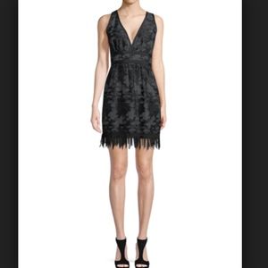 MAX STUDIO Lace Jacquard Fringe-Hem Dress